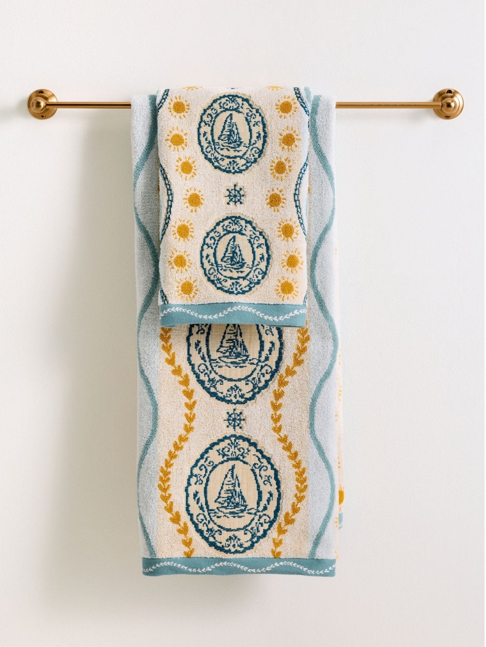⛵️Anthropologie Cotton Hand Towel Maeve Manon Woven Bath New Coastal Sailboat